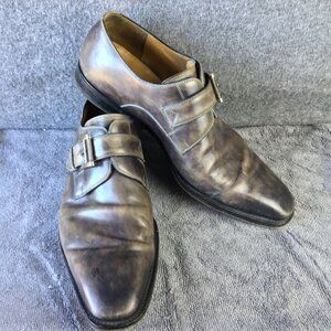 Magnanni Single Monk Strap Men's Dress Shoes Size 10 Brown/Gray